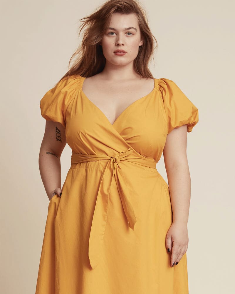 Plus Size Yasmin Wrap Dress Tangerine
